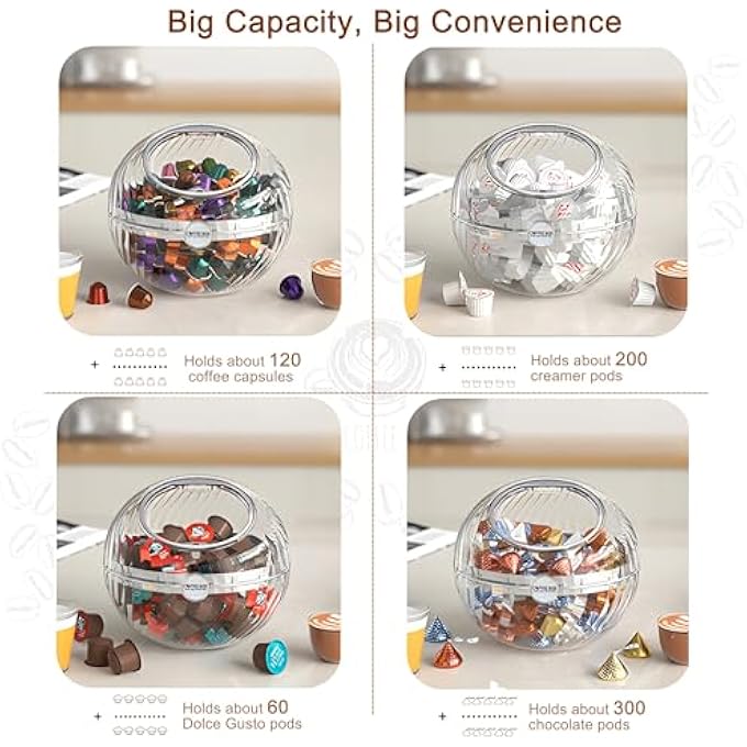 rayihni K Cup Holder Organizer  Large Capacity Clear Coffee Pod Storage With Lid For Kitchen Counter And Office Desktop Coffee Bar AccessoriesDecor Capsule Creamer Organizer For Coffee Bar - Image 4