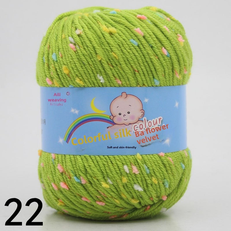 Multicolor Chunky Hand-Knit Yarn for DIY Sweaters 22 Grass Green Color Dots 