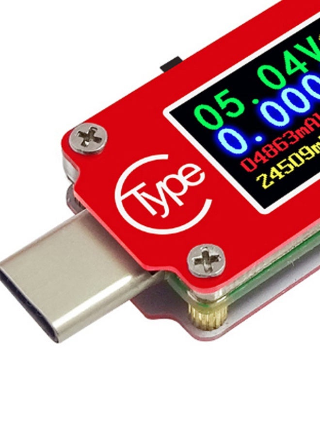 NIBEMINENT Multifunctional LCD Display Type-C USB Voltmeter Red/Silver/White - Image 2