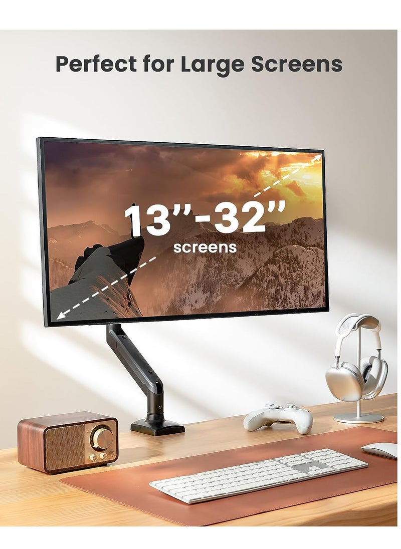 Glanfen - Single Monitor Mount Gas Spring Monitor Arm Desk Mount Fully Adjustable Fits 13-32 inch Monitors Weight Capacity up to 9kg - Image 1