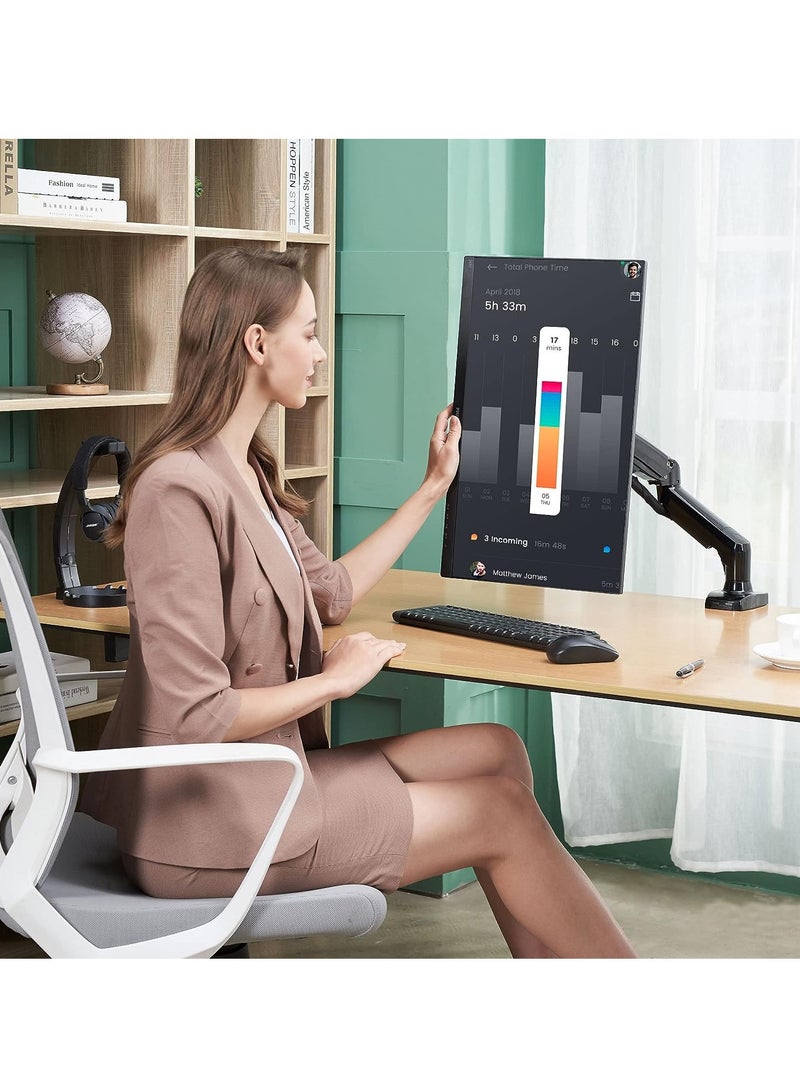 Glanfen - Single Monitor Mount Gas Spring Monitor Arm Desk Mount Fully Adjustable Fits 13-32 inch Monitors Weight Capacity up to 9kg - Image 1
