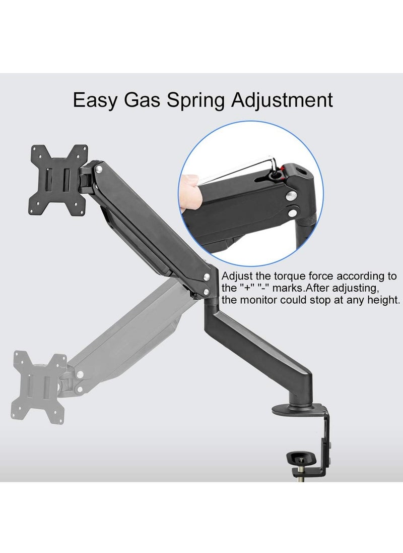 Glanfen - Single Monitor Mount Gas Spring Monitor Arm Desk Mount Fully Adjustable Fits 13-32 inch Monitors Weight Capacity up to 9kg - Image 1