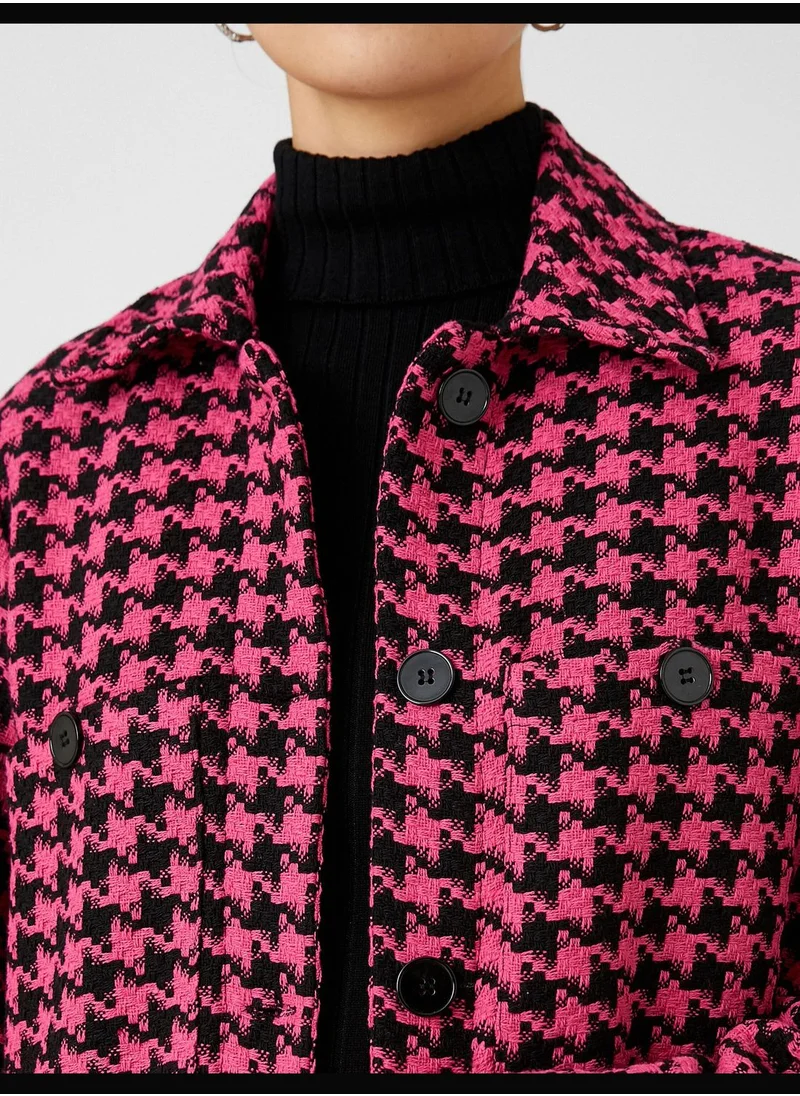 KOTON Oversized Tweed Shacket Pocket Button