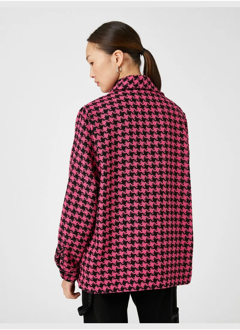 KOTON Oversized Tweed Shacket Pocket Button