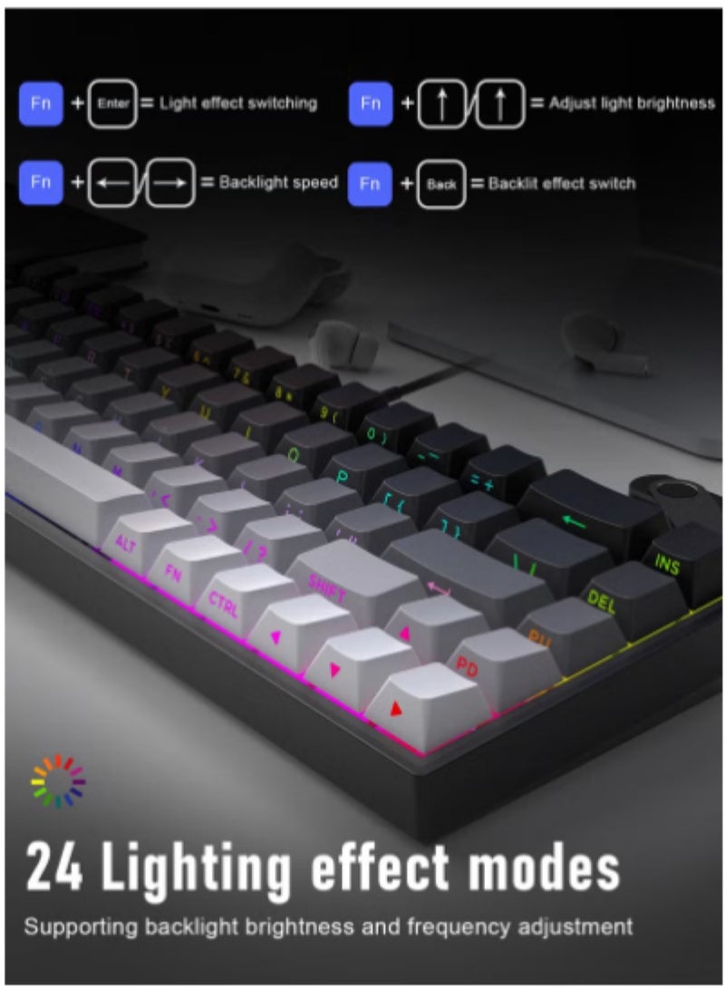 م.ا & ف'س لوحة مفاتيح ميكانيكية للألعاب 60%، صغيرة الحجم للغاية، 68 مفتاحًا مع مفاتيح حمراء، لوحة مفاتيح سلكية، مفاتيح مضادة للظلال، لأجهزة الكمبيوتر المحمولة التي تعمل بنظام Windows ولاعبي الكمبيوتر الشخصي - Image 5