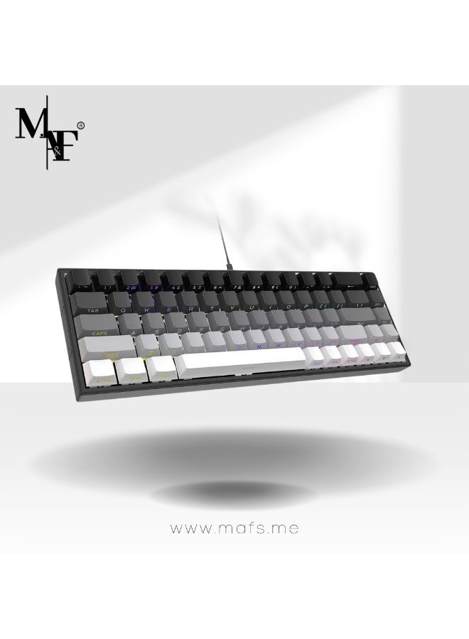 م.ا & ف'س لوحة مفاتيح ميكانيكية للألعاب 60%، صغيرة الحجم للغاية، 68 مفتاحًا مع مفاتيح حمراء، لوحة مفاتيح سلكية، مفاتيح مضادة للظلال، لأجهزة الكمبيوتر المحمولة التي تعمل بنظام Windows ولاعبي الكمبيوتر الشخصي - Image 1