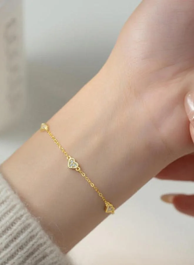 Gold Heart Charm Bracelet