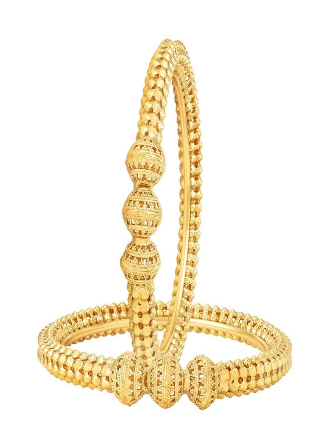 Peora Traditional Jewellery Fancy Designer Casual Party Gold Plated in Brass Set of 2 Kada Bangles for Women (Size-2.6) - Image 1