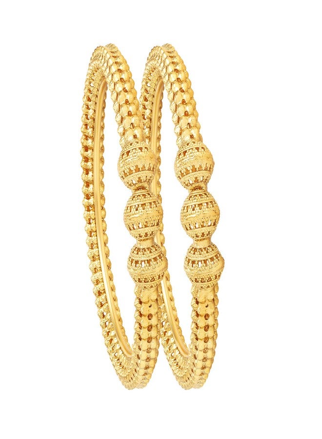 Peora Traditional Jewellery Fancy Designer Casual Party Gold Plated in Brass Set of 2 Kada Bangles for Women (Size-2.6) - Image 5