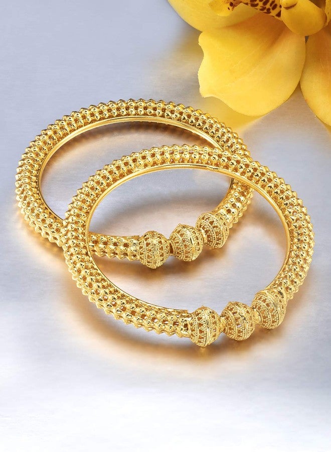 Peora Traditional Jewellery Fancy Designer Casual Party Gold Plated in Brass Set of 2 Kada Bangles for Women (Size-2.6) - Image 3