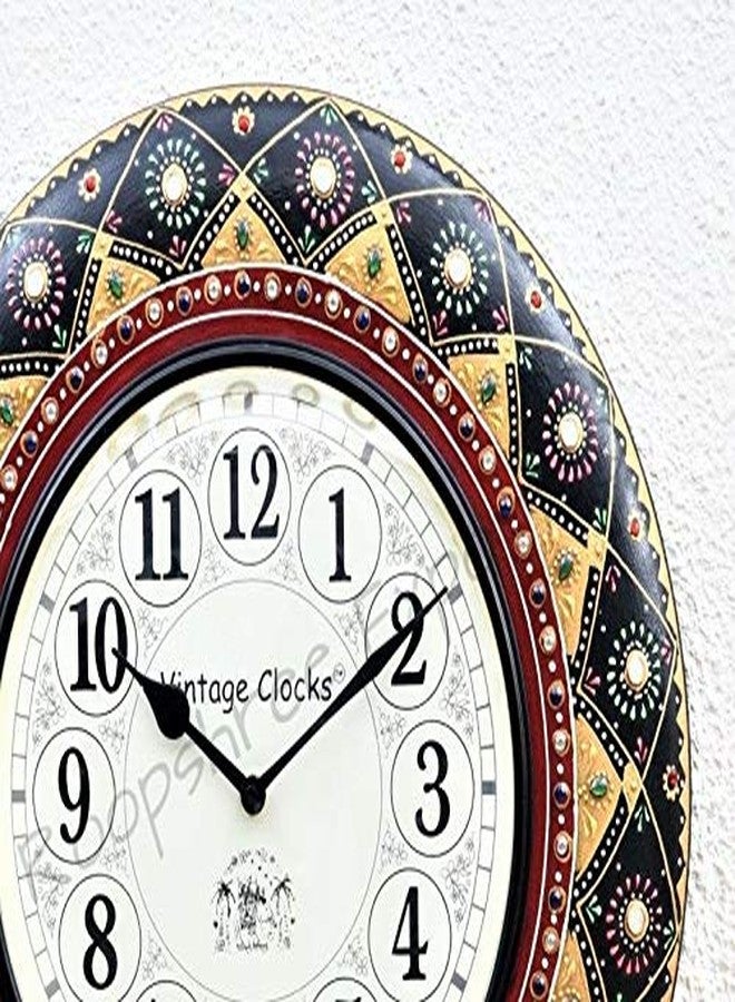 Vintage Clock Wooden MDF Hand-Painted Wall Clock with English Numbers (Black, 16 Inches/40 cm) - Image 4