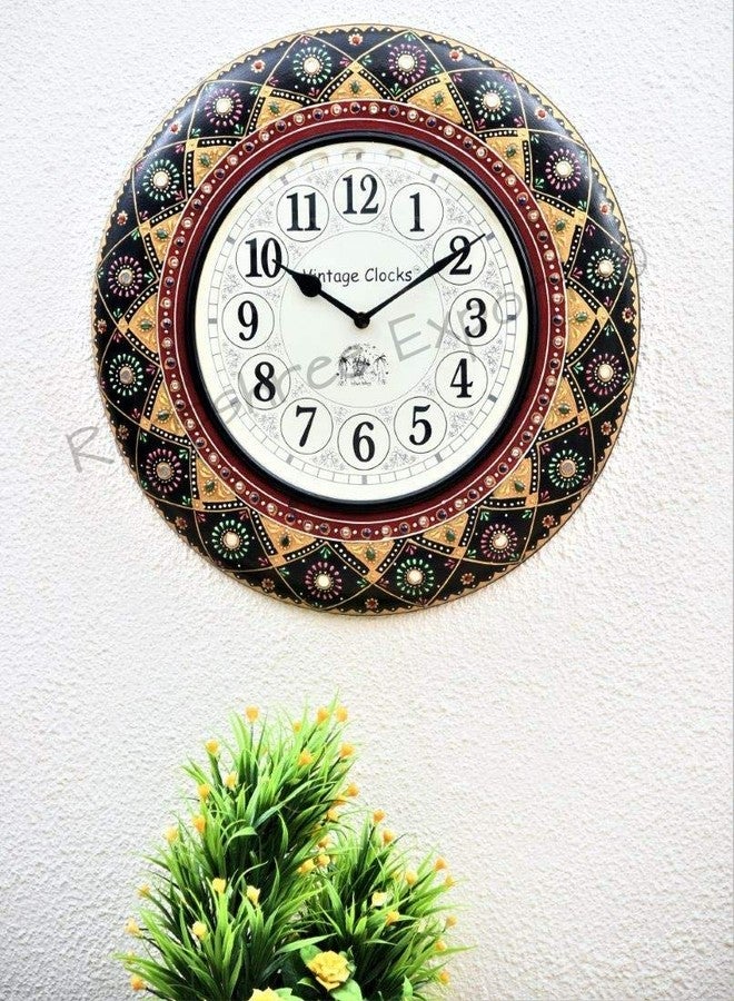 Vintage Clock Wooden MDF Hand-Painted Wall Clock with English Numbers (Black, 16 Inches/40 cm) - Image 5