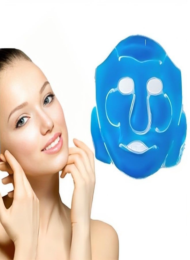 Gel Ice Face Mask with Eye Mask, Blue, Reusable Hot and Cold Therapy, Full Face Coverage, 2-Piece Set - Image 2