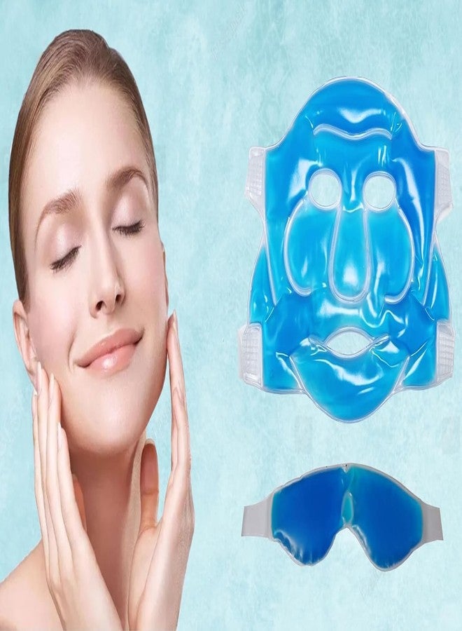Gel Ice Face Mask with Eye Mask, Blue, Reusable Hot and Cold Therapy, Full Face Coverage, 2-Piece Set - Image 5