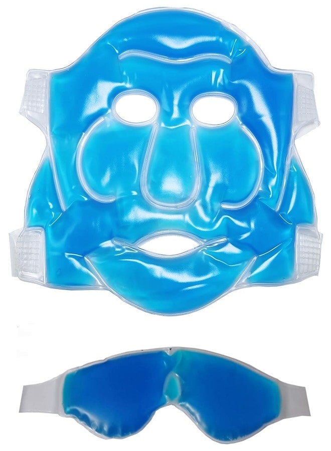 Gel Ice Face Mask with Eye Mask, Blue, Reusable Hot and Cold Therapy, Full Face Coverage, 2-Piece Set - Image 1