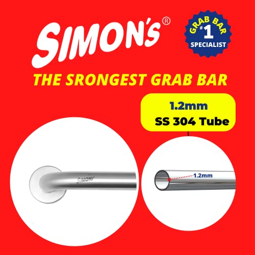 Simon's 100% Stainless Steel 304 Heavy Duty Grab bar for Bathroom handrailing and Safety Handle - 12+18 inch 90 Degree with 3 Legs L - Shape - Image 3