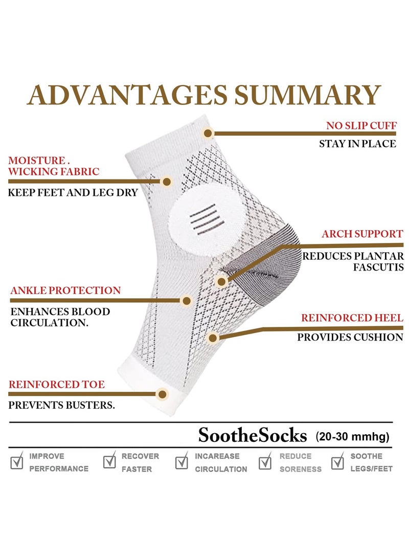 2 Pairs Dr. Sock Soothers - Compression Socks for Neuropathy & Plantar Fasciitis Relief - Anti-Fatigue Foot Sleeves for Men & Women, Size L (Blue) - Pain Relief Support - Image 4