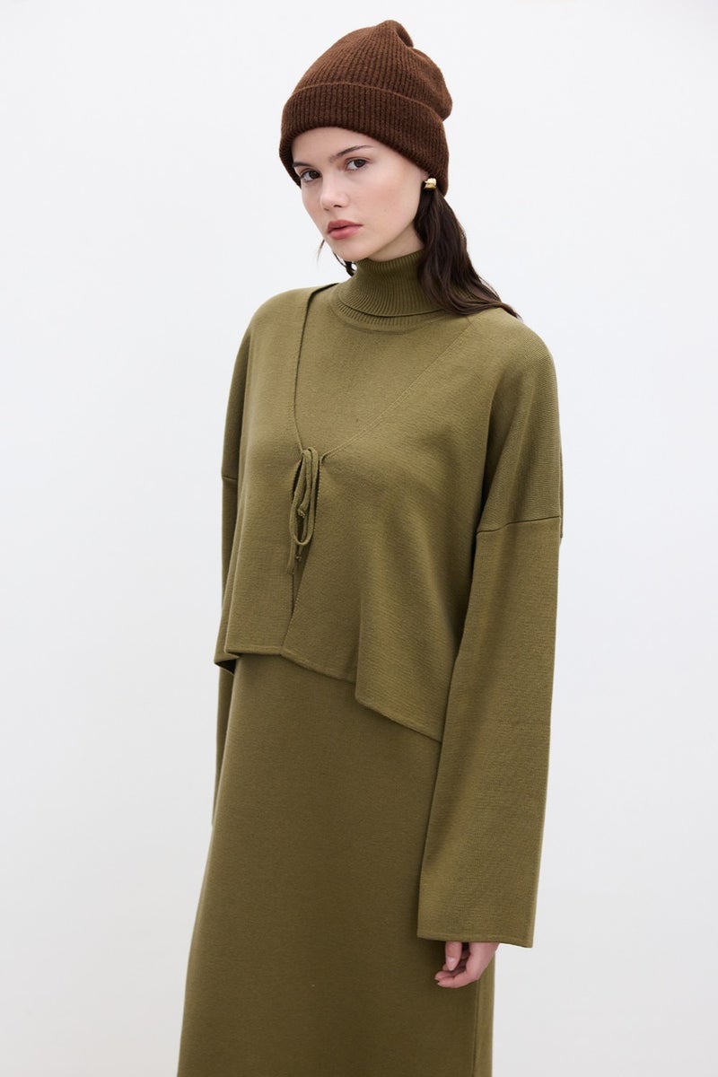 Manuka Lace-Up Knit Cardigan Green  - Image 4