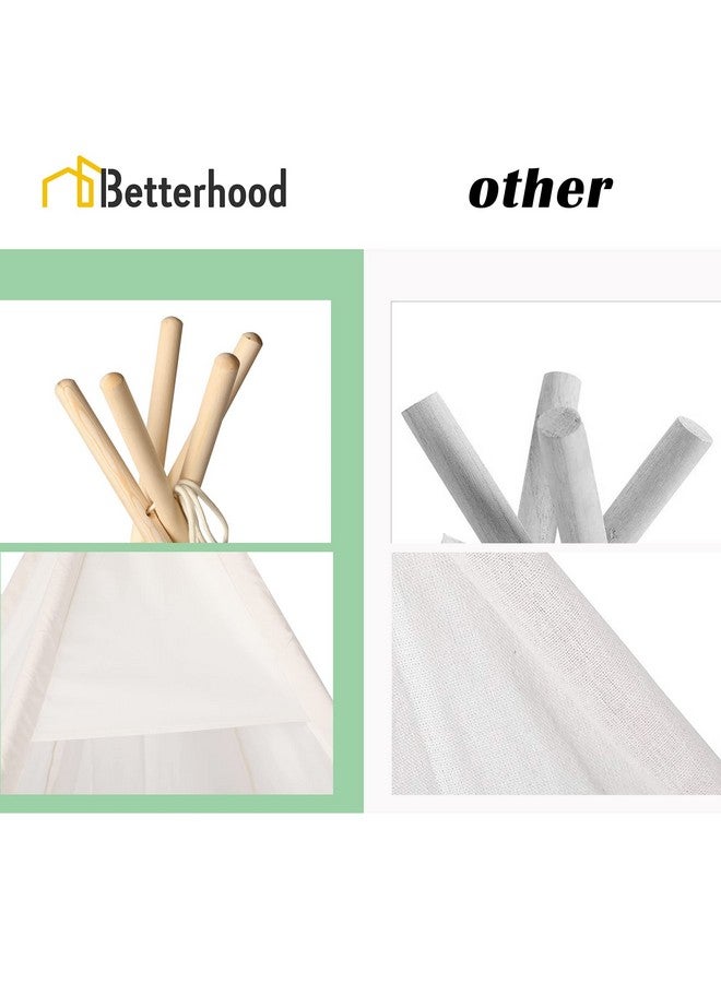 betterhood خيمة تيبي كبيرة من بيترهود، 7 أقدام، للبالغين، خيمة لعب مع حقيبة حمل، خيمة تيبي من القماش بخمسة جوانب للأطفال، خيام داخلية وخارجية للحفلات وحفلات الزفاف ودعامات الصور، لون أبيض - Image 4