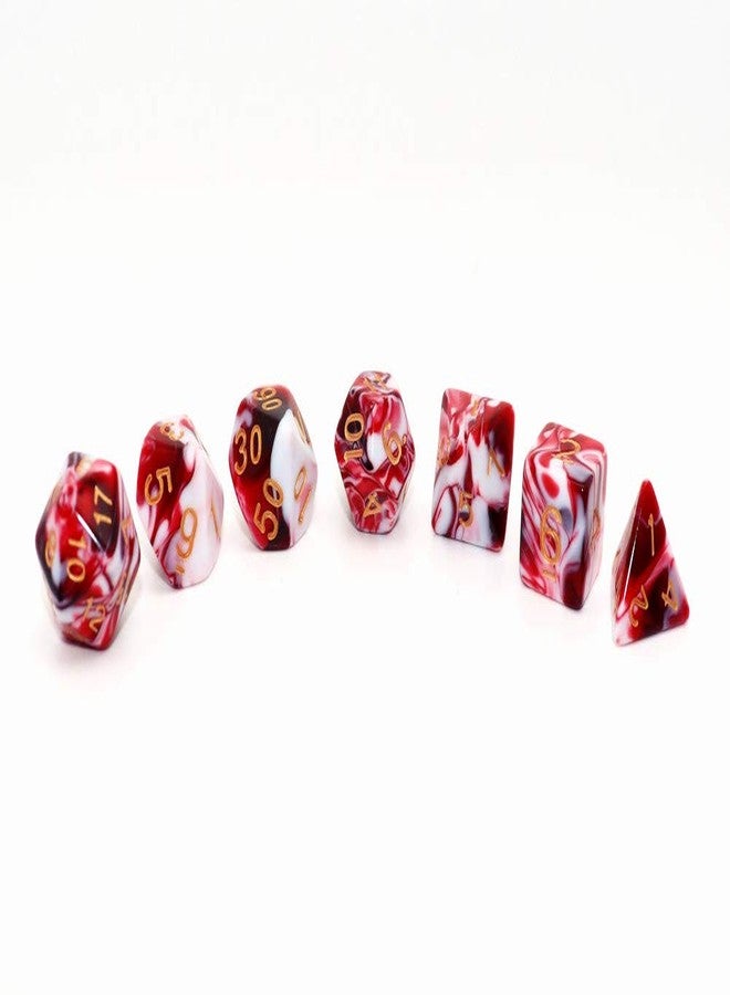 CREEBUY DND Dice Set Red Mix White Dice for Dungeon and Dragons D&D MTG 7-Die RPG Polyhedral Dice - Image 2