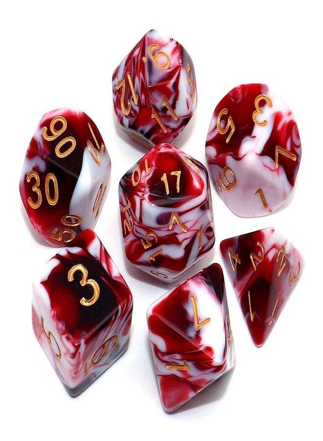 CREEBUY DND Dice Set Red Mix White Dice for Dungeon and Dragons D&D MTG 7-Die RPG Polyhedral Dice - Image 1