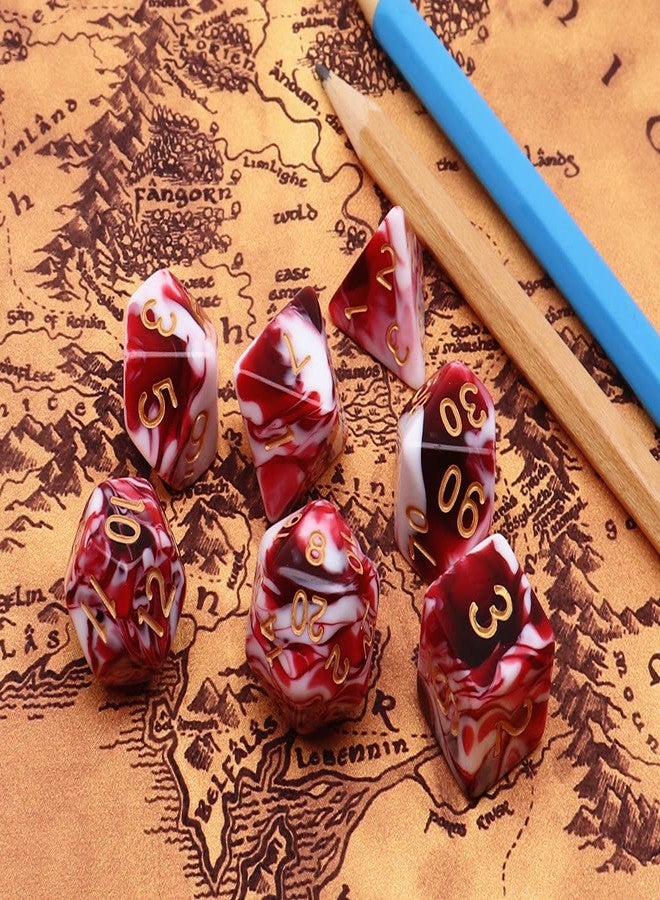 CREEBUY DND Dice Set Red Mix White Dice for Dungeon and Dragons D&D MTG 7-Die RPG Polyhedral Dice - Image 5