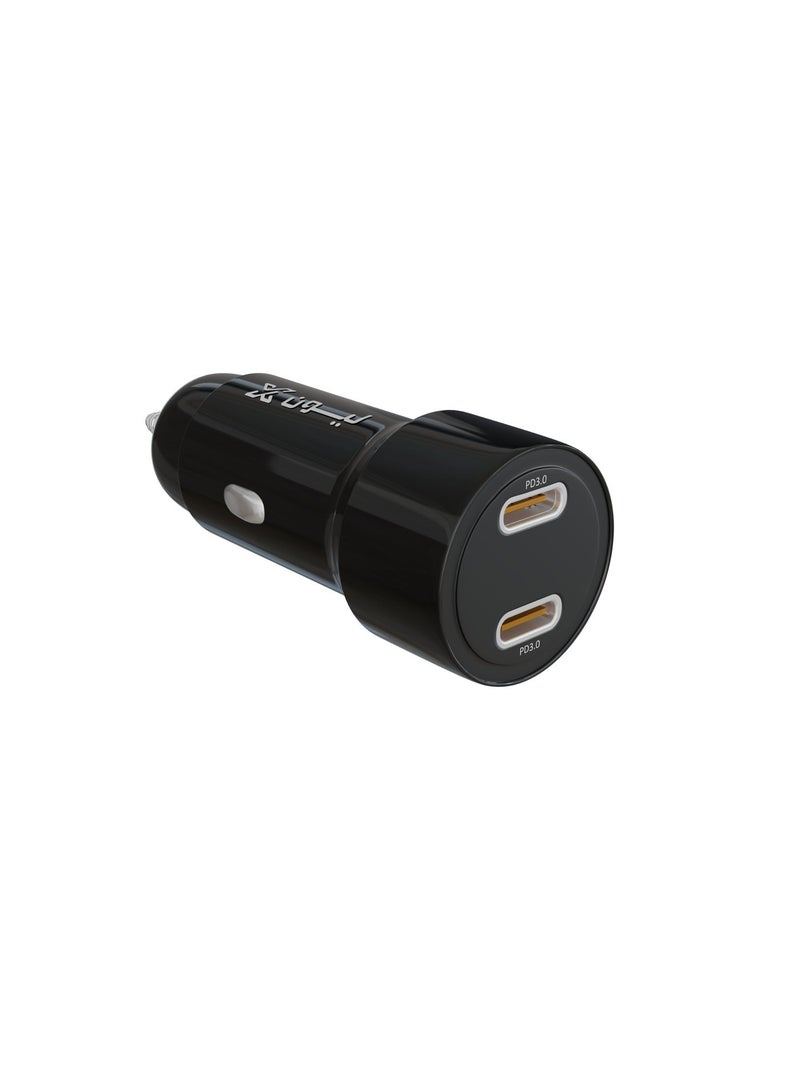 ليون اكس شاحن سيارة سريع 60 واط من ليون اكس | محول بمنفذين تايب سي (USB-C) بتقنية PD لآيفون 17/16/15 وسامسونج جالاكسي S23/S22 (صناعة سعودية) - أسود - Image 3