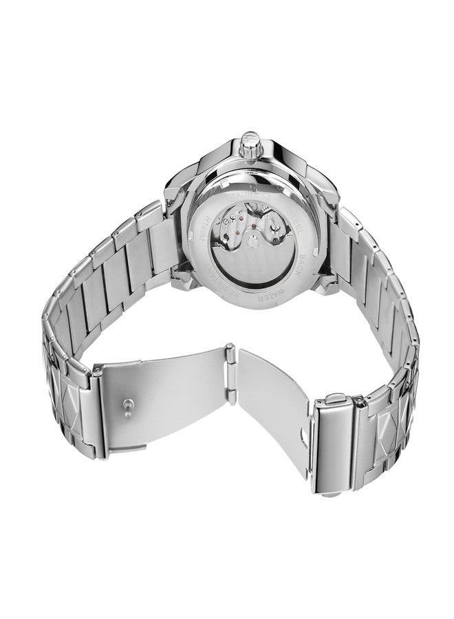 فورسينينج ساعة يد رجالية من فورسينينج، حركة أوتوماتيكية، مينا هيكلي من الفولاذ المقاوم للصدأ ذو اثني عشر شكلاً، توربيون ذاتي التعبئة - Image 5