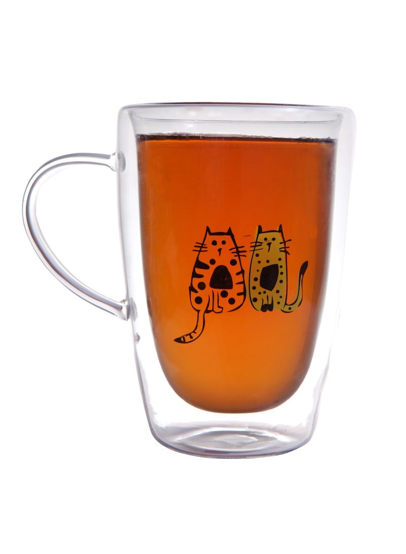Biggdesign Double Wall Glass for Tea, Coffee, Juice, Heat Resistant, 350 ml, Transparent, Borosilicate Glass, Glass for Gifting  - Image 2