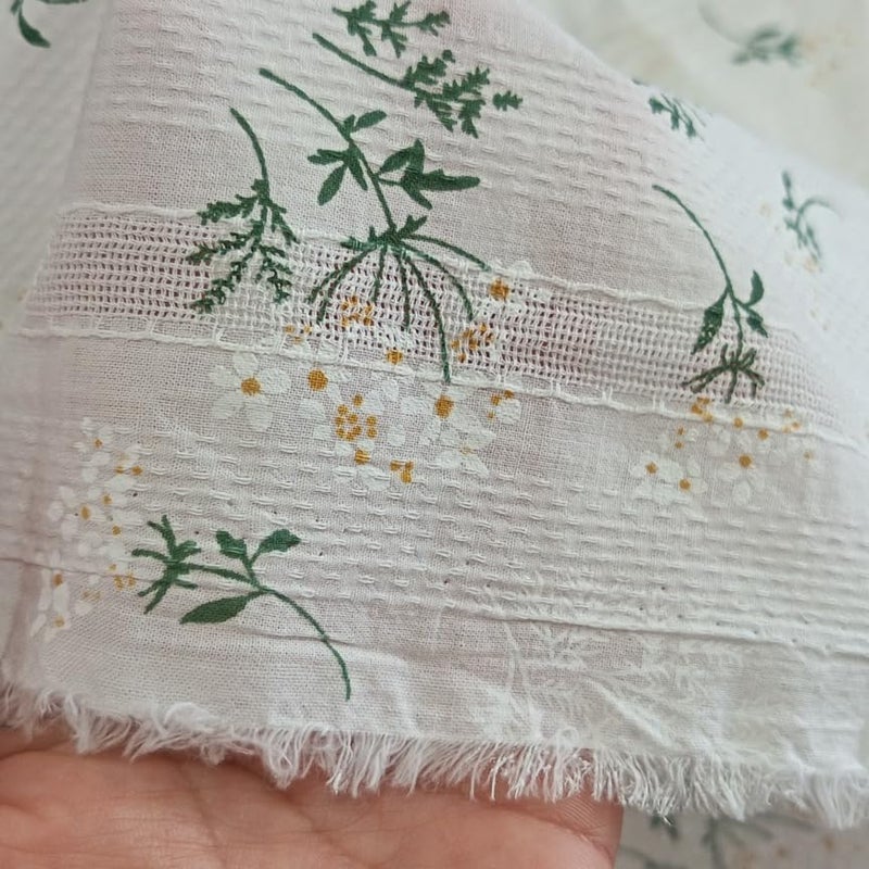 IRIZ 55 inches Width Little Yellow Flowers Jacquard Cotton Cloth Fabric by the Yard - Image 1