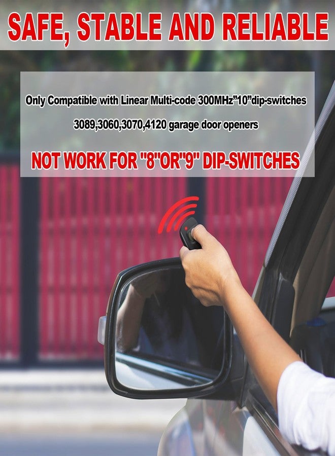 Kingdder 2 Pcs 10 Dip Switch Garage Door Remote Compatible with Multi-Code 300mhz 3089 3060 3070 3083 Door Opener Remote Door Opener with Keychain - Image 3