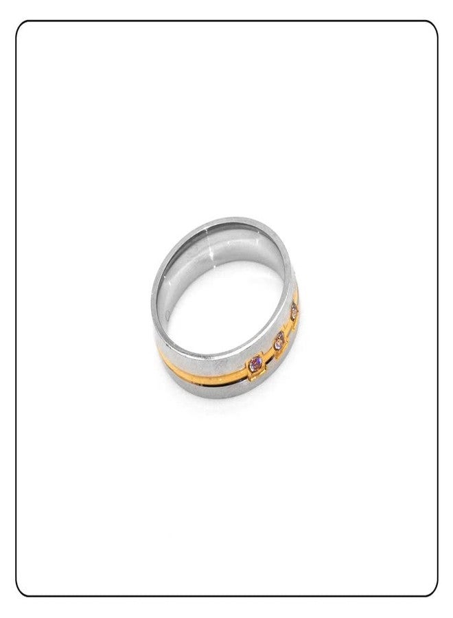 Fusamk Fashion White Gold Stainless Steel Crystal Band Ring(Steel(9)) - Image 5