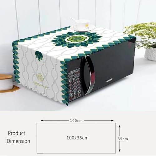 DARSHANAM WORLD Microwave Oven Cover, Waterproof Modern Design Kitchen Oven Cover Attractive Decorative Dust Proof Appliance Oven Top Cover (100 x 35 cm) (White Lotus) - Image 2