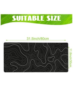 NNEWVANTE Super Smooth Fabric,Minimalist Desk Mat Topographic Pattern Gaming Mouse Pad Large Desk Pad with Stitched Edges Gaming Mousepad Aesthetic Deskmat, Keyboard Pad for Women Desk 31.5"x11.8" Black  - Image 2