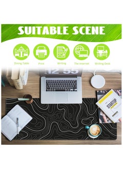 NNEWVANTE Super Smooth Fabric,Minimalist Desk Mat Topographic Pattern Gaming Mouse Pad Large Desk Pad with Stitched Edges Gaming Mousepad Aesthetic Deskmat, Keyboard Pad for Women Desk 31.5"x11.8" Black  - Image 3