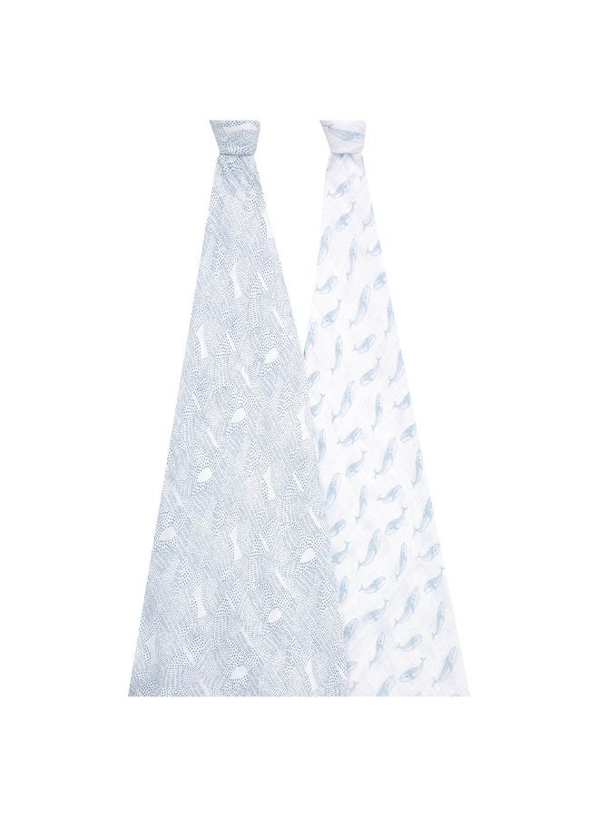 aden + anais Cotton Muslin Large Swaddles  Pack of 2  Oceanic - Image 3
