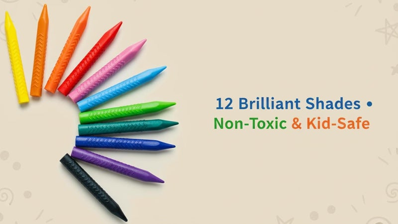 POLO أقلام شمع بلاستيكية - 12 لون زاهي | عبوة من 3 مجموعات | غير سامة، أقلام تلوين ناعمة للأطفال والفنانين | مثالية للرسم، الحرف والمشاريع المدرسية - Image 5