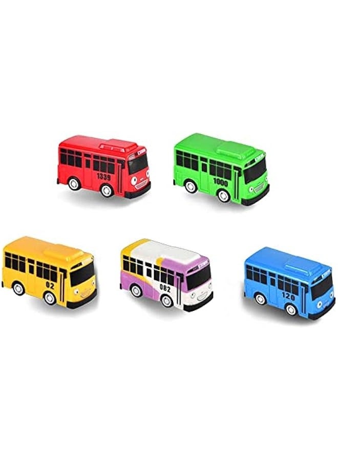 dierjueyers 5Pcs Little Bus Tayo Toy, Pull Back Mini Bus Toy Set, Cartoon Colors Cars Model, Gift for Friend and Children (5) - Image 3
