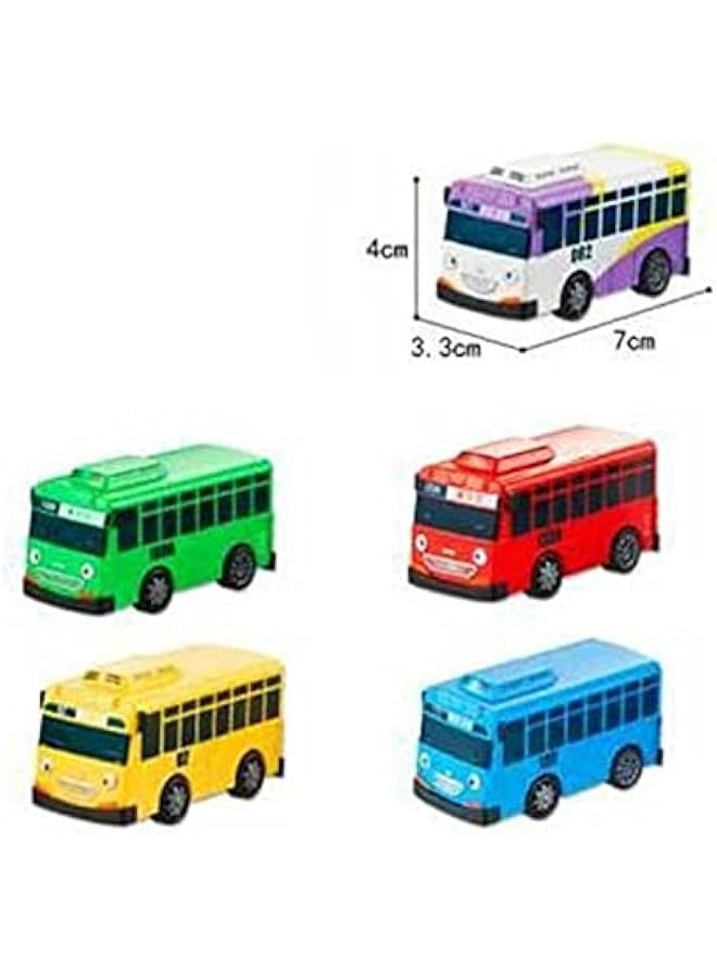 dierjueyers 5Pcs Little Bus Tayo Toy, Pull Back Mini Bus Toy Set, Cartoon Colors Cars Model, Gift for Friend and Children (5) - Image 5