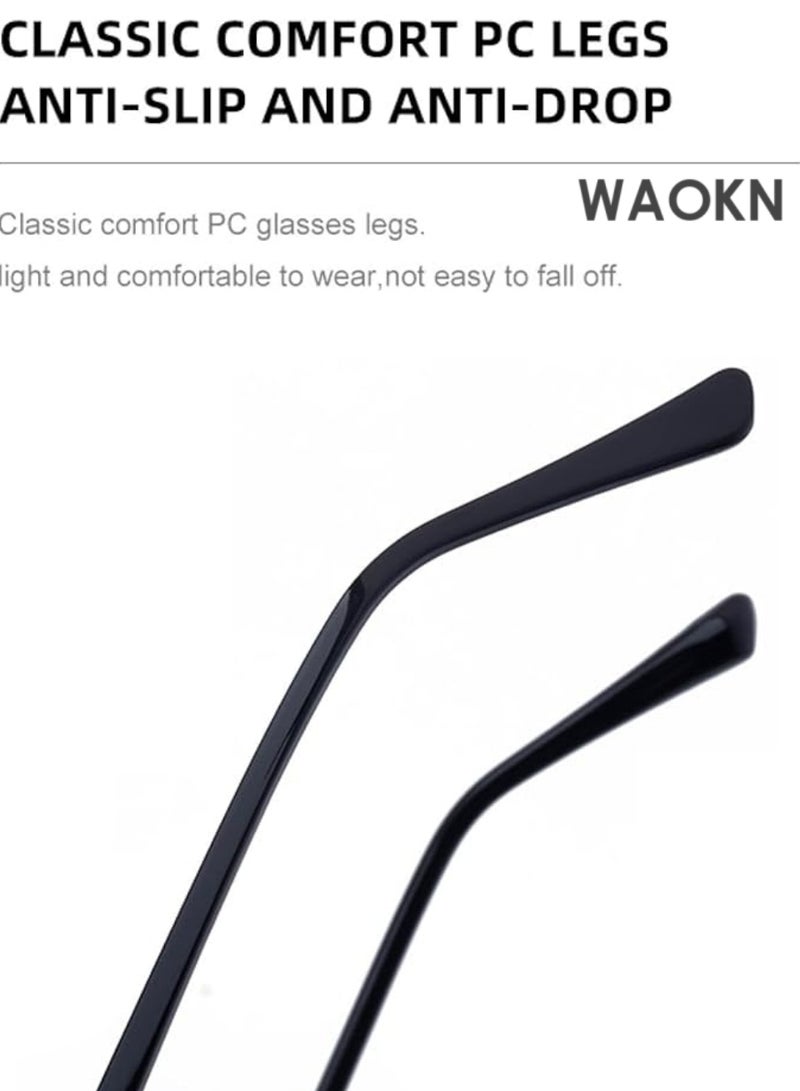 WAOKN Vintage Small Rectangle Steampunk Sunglasses Men Luxury Punk Polygon for Man Classic Metal Frame Sunglasses Men's Retro Thick Edge Fashion Metal Box Trendy Sunglasses Classic Square Sports Sun Glasses Driving. - Image 3