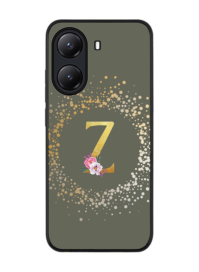 Stylizedd For Xiaomi Poco X7 Pro 5G Case,Slim fit Camera Protection, Shockproof Thin Phone cover  - Custom Monogram Floral - Z  (Olive Green ) - Image 1