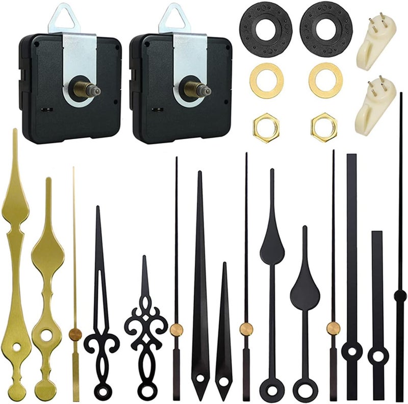 Quartz Clock Movement Kit with 5 Sets Hands and 13 18 20mm Shafts Silent Mechanism - Image 1