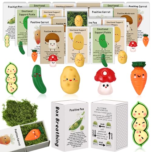 Cinnvoice 25 Set Bulk Gifts End of Year Student Teacher Graduation Gifts Emotional Support Desk Pets Inspirational Cute Resin Mini Ornaments with Thank You Card Box Mushroom - Image 1
