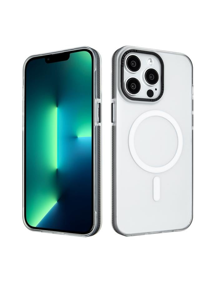 زبون جراب لهاتف iPhone 13 Pro Max، جراب هاتف مغناطيسي من MagSafe، ذو حافة ملونة وملمس جلدي غير لامع - Image 1