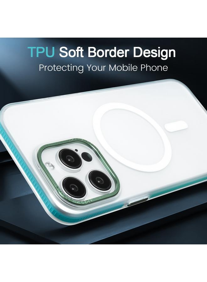 زبون جراب لهاتف iPhone 13 Pro Max، جراب هاتف مغناطيسي من MagSafe، ذو حافة ملونة وملمس جلدي غير لامع - Image 4