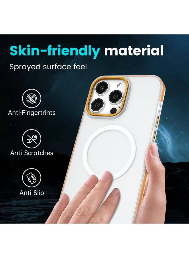 زبون جراب لهاتف iPhone 13 Pro Max، جراب هاتف مغناطيسي من MagSafe، ذو حافة ملونة وملمس جلدي غير لامع - Image 3