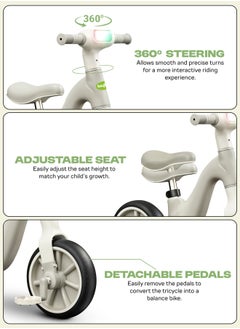 BAYBEE 2 in 1 Convertible Baby Tricycle for Kids Smart Baby Balance Bike Kids Tricycle Cycle with Light Music Foldable Auxilary Wheels Kids Tricycle Bicycle Baby Cycle for Kids 2 to 5 Years Green  - Image 4