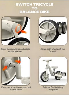 BAYBEE 2 in 1 Convertible Baby Tricycle for Kids Smart Baby Balance Bike Kids Tricycle Cycle with Light Music Foldable Auxilary Wheels Kids Tricycle Bicycle Baby Cycle for Kids 2 to 5 Years Green  - Image 5