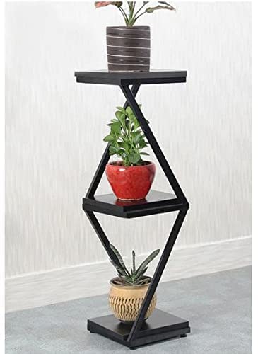DDS Dream Decor Shoppee 2 Tier 2 Potted Iron-Wood Plant Stand, Flower Pot Holder Shelf for Indoor Outdoor Planter Stand (Black) - Image 2