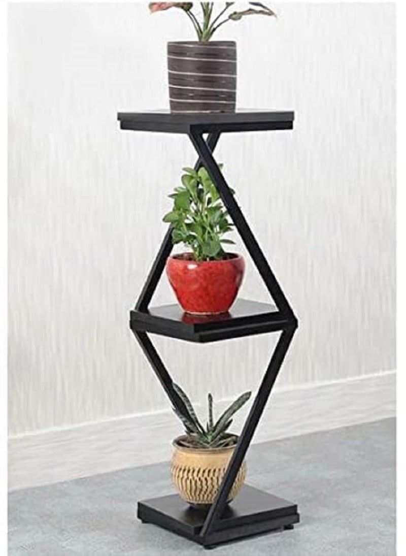 DDS Dream Decor Shoppee 2 Tier 2 Potted Iron-Wood Plant Stand, Flower Pot Holder Shelf for Indoor Outdoor Planter Stand (Black) - Image 5